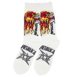 Носки длинные Metallica - skull and logo (белые) р.36-45 (th)