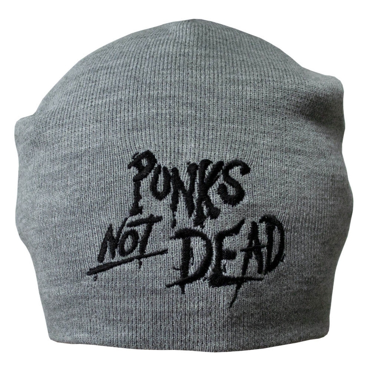 Шапка с вышивкой Punk’s Not Dead серая