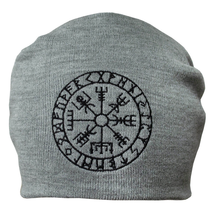 Шапка з вишивкою Vegvisir (рунічний компас) сіра Шапка з вишивкою Vegvisir (рунічний компас) сіра