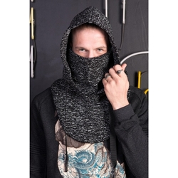 Бафф с капюшоном текстурный (черно-белый)