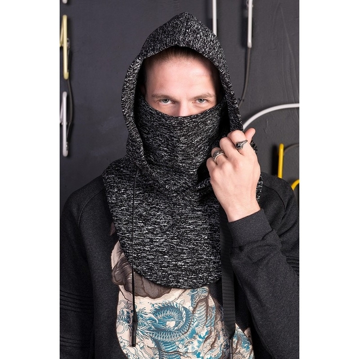 Бафф с капюшоном текстурный (черно-белый) Бафф с капюшоном текстурный (черно-белый)