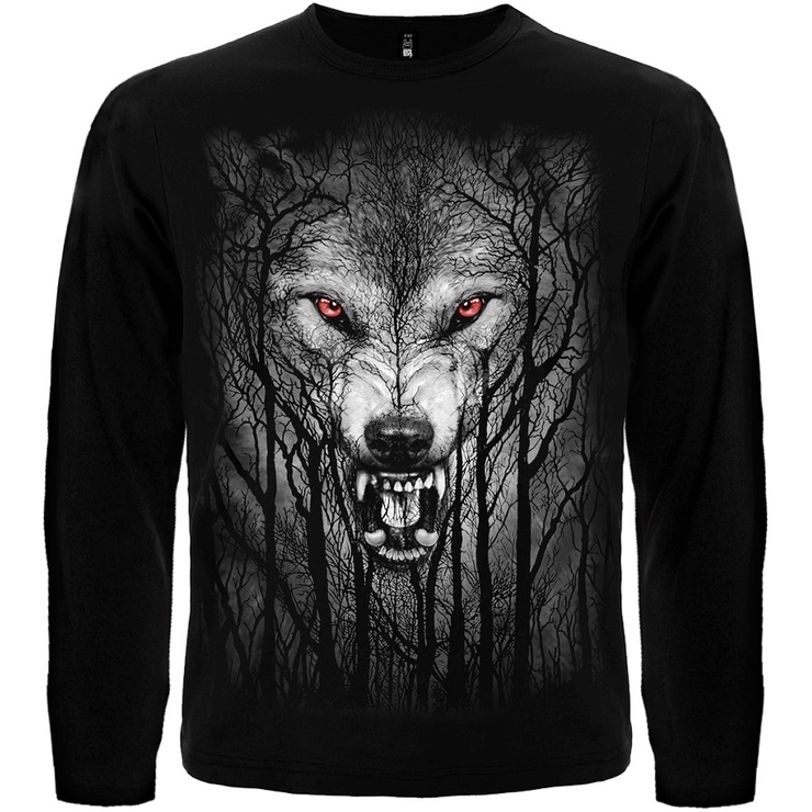 Футболка з довгим рукавом Вовк з червоними очима
