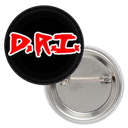 Значок D.R.I. (red logo on black)