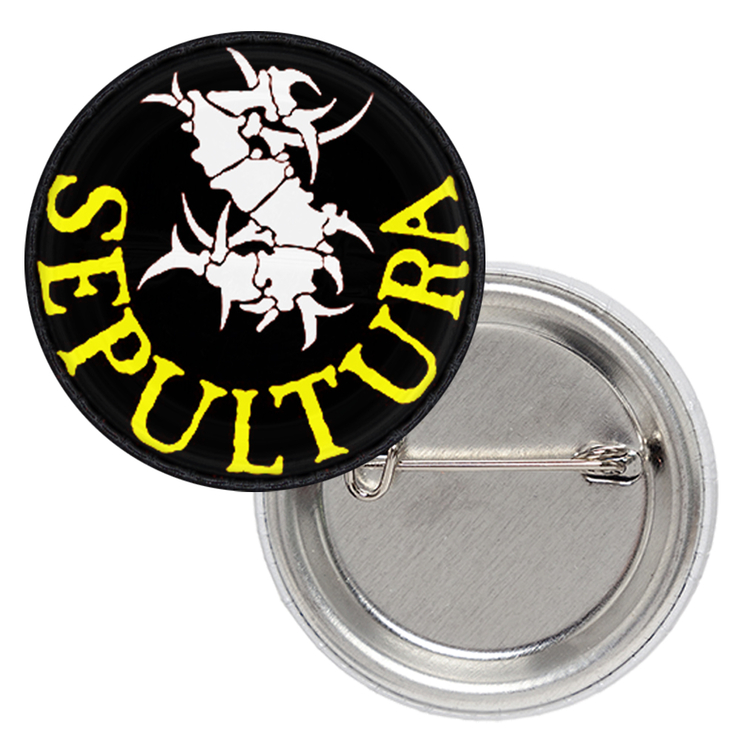 Значок Sepultura (yellow and white logo) Значок Sepultura (yellow and white logo)