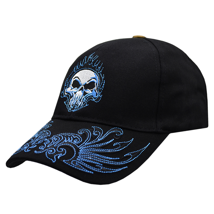 Бейсболка вишита Burning Skull (blue)