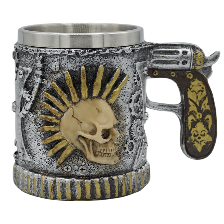 Кружка Скелет с ирокезом из патронов (cup-038) Кружка Скелет с ирокезом из патронов (cup-038)