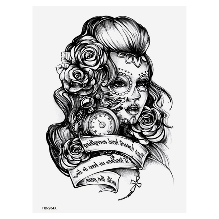 Временная тату Муерте (карманные часы) (HB-234X, 21x15 см) Временная тату Муерте (карманные часы) (HB-234X, 21x15 см)