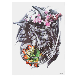 Временная тату Японский демон (цветы сакуры) (HB-256, 21x15 см)