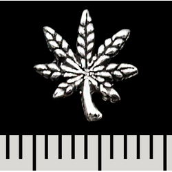 (sn-046) Сережка-гвоздик Конопляний лист 2 (срібло, 925 проба)