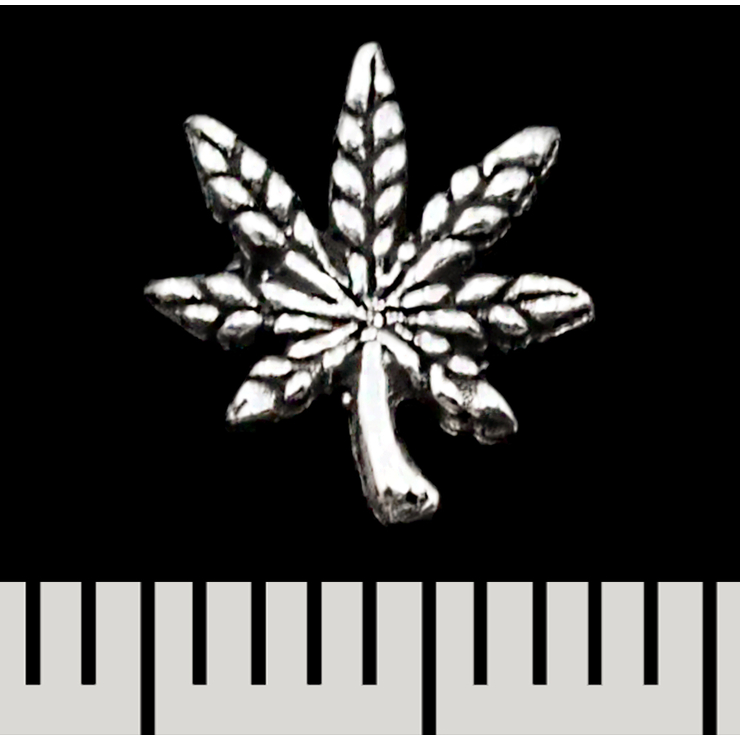 Сережка-гвоздик Конопляний лист 2 (срібло, 925 проба)