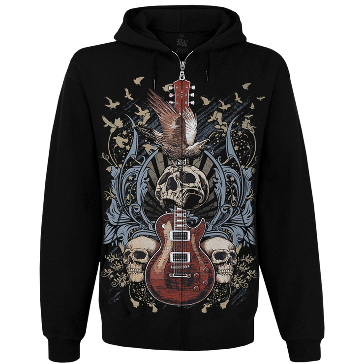 Худі Guitar with Skulls and Ravens на блискавці Худі Guitar with Skulls and Ravens на блискавці