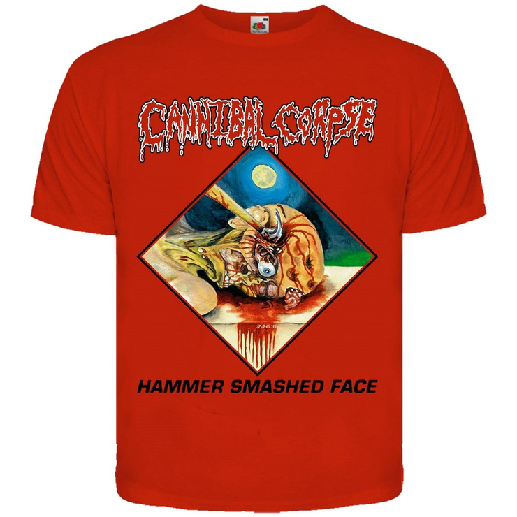 Футболка Cannibal Corpse "Hammer Smashed Face" (красная футболка) Футболка Cannibal Corpse "Hammer Smashed Face" (красная футболка)