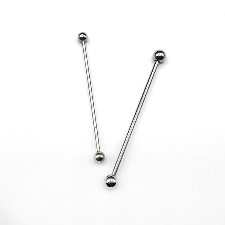 Набір-6 Штанга індастріал 2 шт. (мед. сталь, штанга 1 та 1,6 мм, куля 4 та 5 мм, довжина 50 та 54 мм)