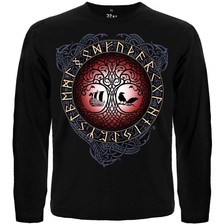 Футболка з довгим рукавом Дерево життя (Рунічний компас Вегвізир) Футболка з довгим рукавом Дерево життя (Рунічний компас Вегвізир)