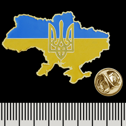 Пин (значок) фигурный Карта України (Тризуб) (pnua-020)