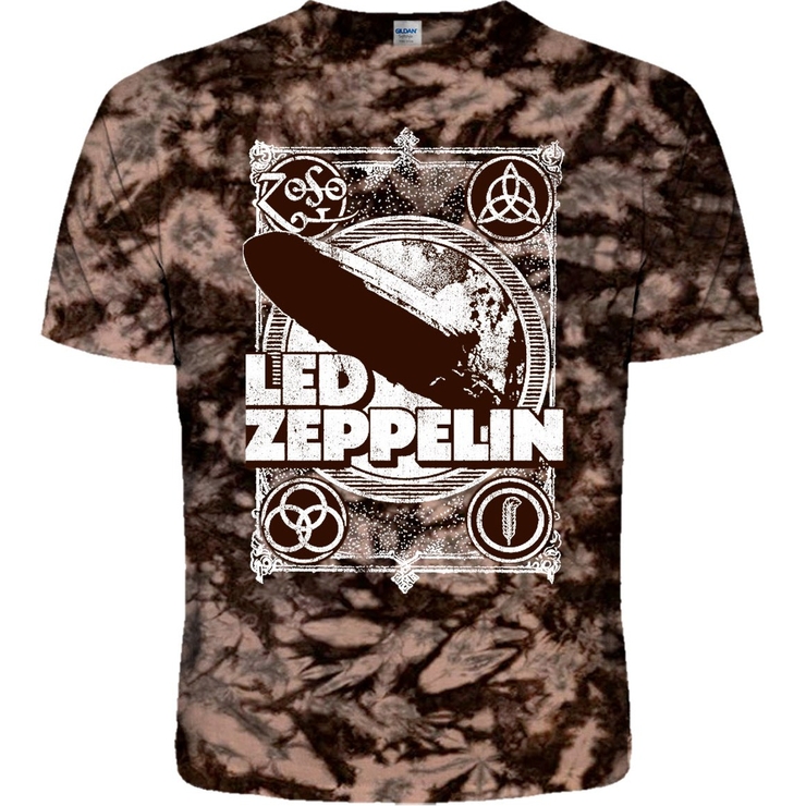 Футболка Tie Dye Led Zeppelin (airship) Коричнево-бежевая