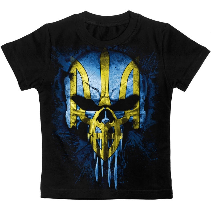 Дитяча футболка Череп (Punisher) із Тризубом (жовто-блакитний) Дитяча футболка Череп (Punisher) із Тризубом (жовто-блакитний)