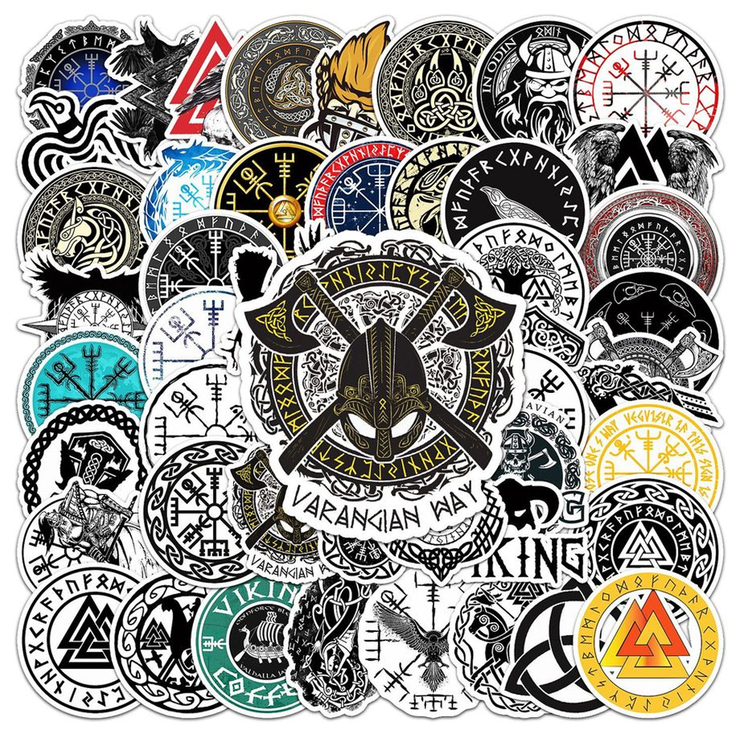 Набір стікерів Вікінги - 4 (скандинавська символіка) (stk-065) 50 шт Набір стікерів Вікінги - 4 (скандинавська символіка) (stk-065) 50 шт