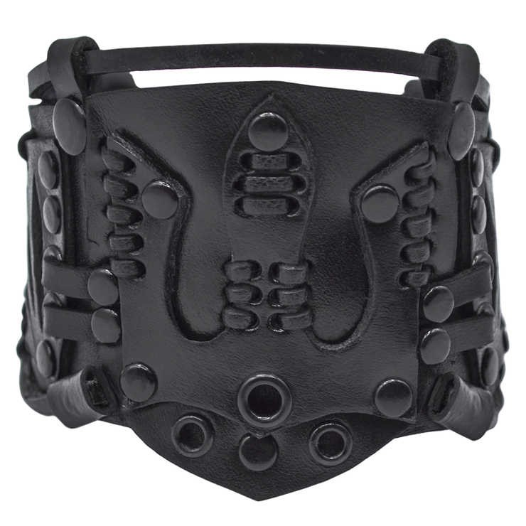 Браслет Стимпанк Тризуб (кожаный) черный bsp-62 Браслет Стимпанк Тризуб (кожаный) черный bsp-62