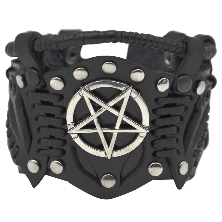 Браслет Стимпанк Пентаграмма черный (bsp-64)