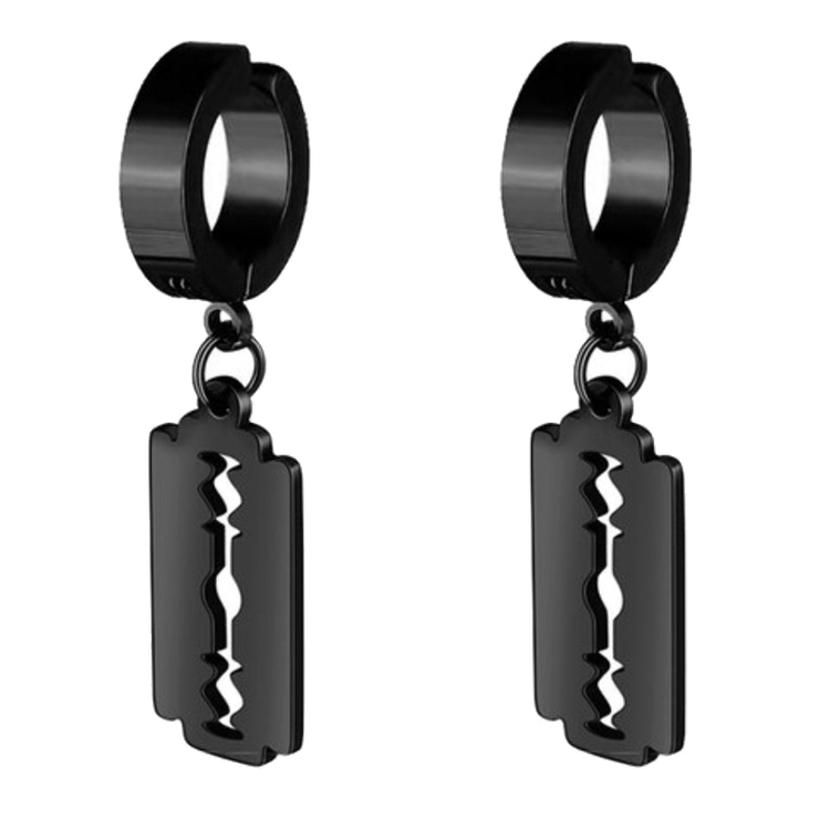 Серьга-обманка с Лезвием (титан, черный) ea-072 Серьга-обманка с Лезвием (титан, черный) ea-072