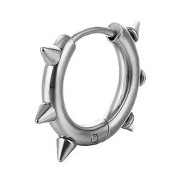 Серьга-кольцо хард обманка с шипами (хир.сталь, стальной) (ea-075)