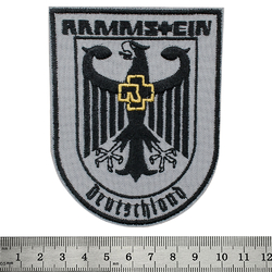 Нашивка Rammstein "Deutschland" (eagle and yellow logo, gray)