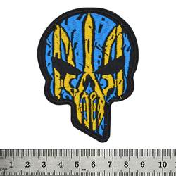 Нашивка Череп Punisher с Тризубом (желто-синий)