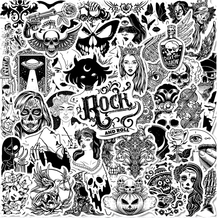 Набір стікерів Gothic collection (stk-074) 50 шт. Набір стікерів Gothic collection (stk-074) 50 шт.