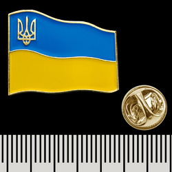 Пин (значок) фигурный Флаг Украины с Тризубом pnua-029