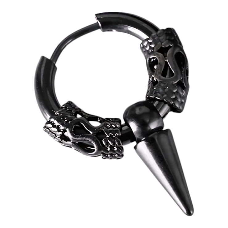 Серьга-кольцо хард обманка с шипом и узором (титан, черный) (ea-084) Серьга-кольцо хард обманка с шипом и узором (титан, черный) (ea-084)