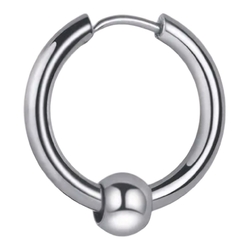 Серьга-кольцо хард обманка с шариком (хир.сталь, стальной) (ea-085)
