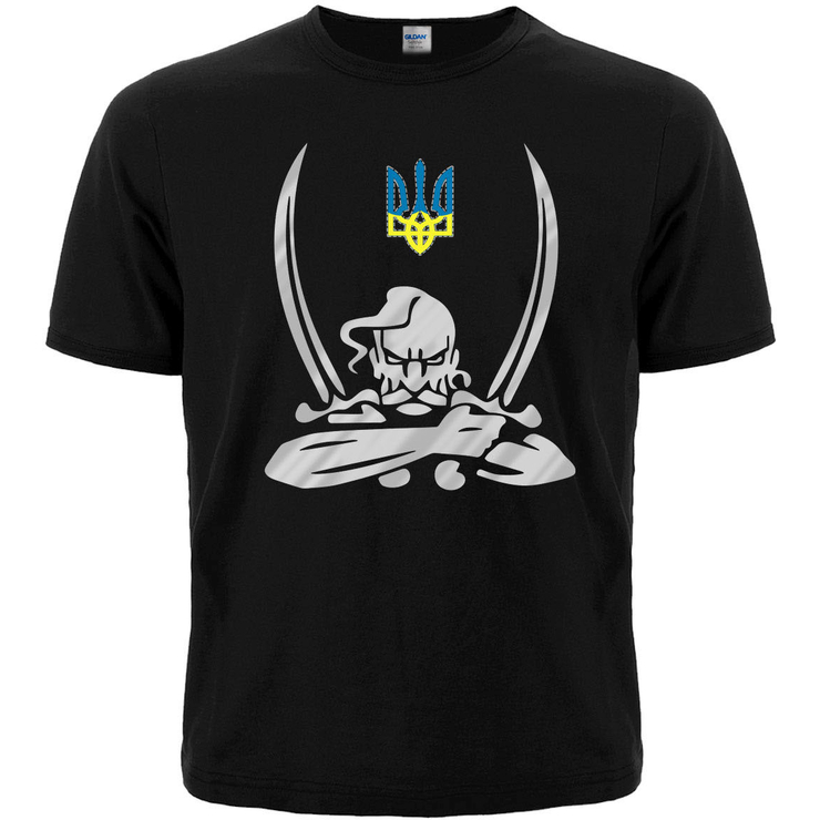 Футболка Козак із шаблями (друк сріблом)