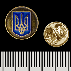 Пін (значок) круглий pnua-030 Герб України на бронзовому тлі