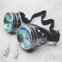 Очки Стимпанк цвет потертая сталь с эффектом калейдоскопа (SPG-014)