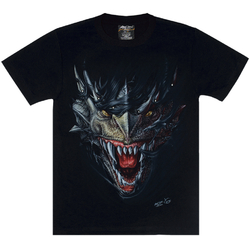 Футболка Голова дракона сквозь черную материю (3D, светится в темноте)
