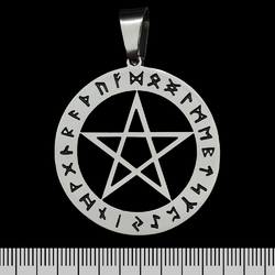 Кулон Пентаграмма в руническом круге (ptsb-179)