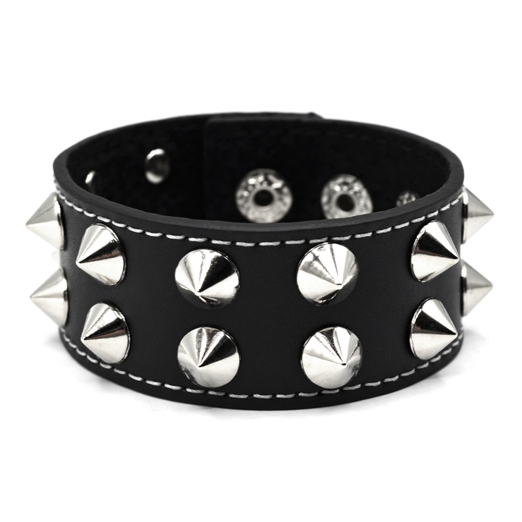 Браслет шкіряний два ряди конусоподібних шипів (bfl-003) Браслет шкіряний два ряди конусоподібних шипів (bfl-003)