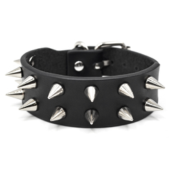Кожаный Браслет кожаный два ряда маленьких шипов (bfl-030)