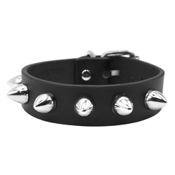 Кожаный Браслет кожаный один ряд больших пулеобразных шипов (bfl-032)