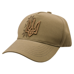 Бейсболка хакі-койот 3D Тризуб з коричневим орнаментом Зірка Матері (uac-037)