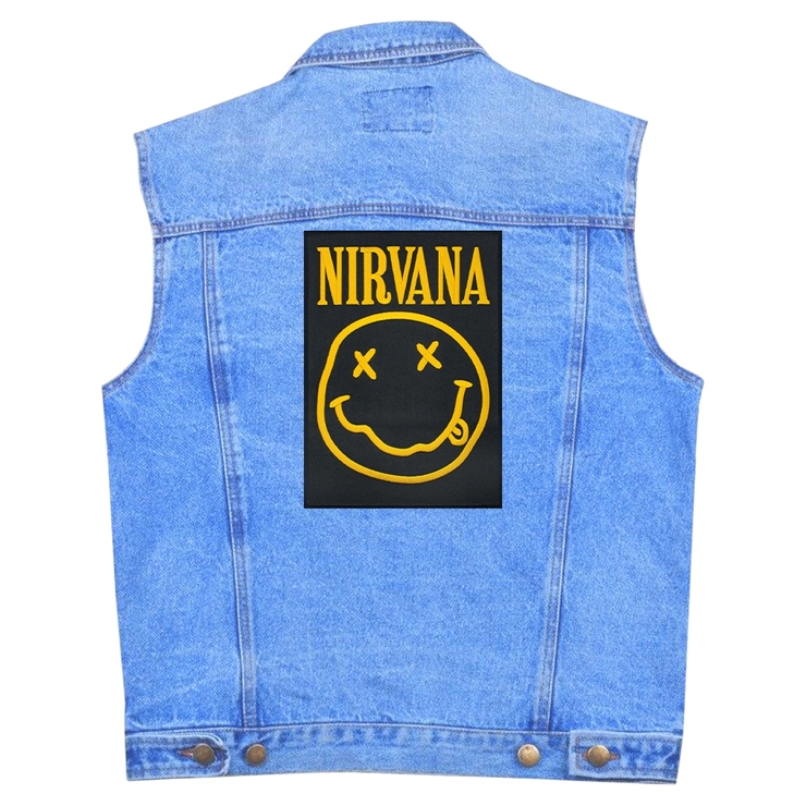 Нашивка термо Nirvana (logo and smile) наспинна прямокутна (thps-008) Нашивка термо Nirvana (logo and smile) наспинна прямокутна (thps-008)