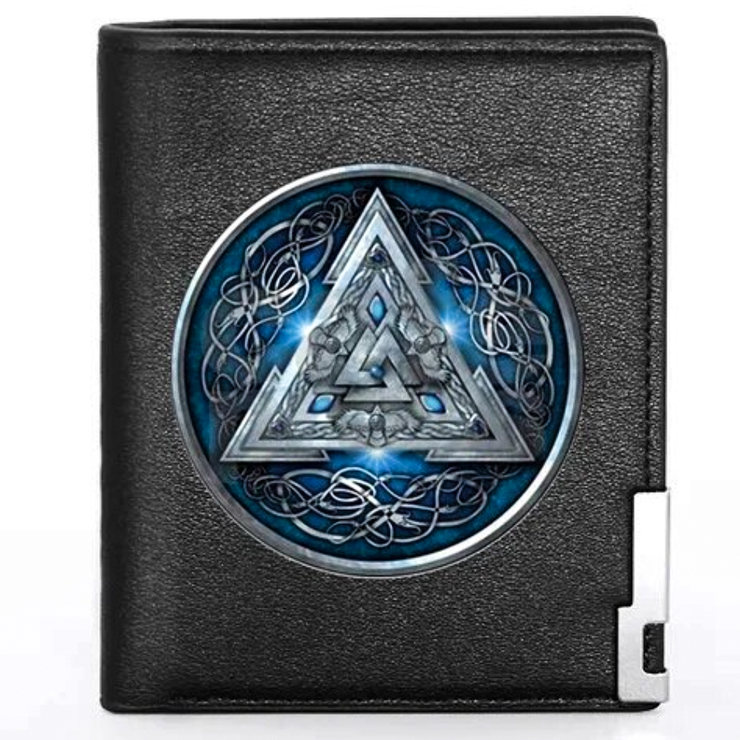 Кошелёк Валькнут с воронами на синем фоне Кошелёк Валькнут с воронами на синем фоне