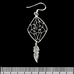 Серьга-крючок Ловец снов с черным камнем и пером, ромб (серебро, 925 проба) (ehs-026)