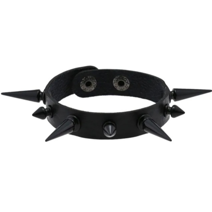 Браслет с черными фигурными большими и малыми шипами (bpu-011) Браслет с черными фигурными большими и малыми шипами (bpu-011)