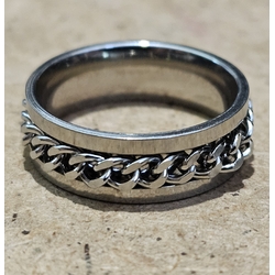 Кольцо с цепочкой (стальной цвет) (rnc-002)