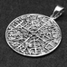 Кулон Vegvisir (рунический компас) с солярным узором (серебро, 925 проба) (sp-173)