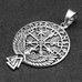 Кулон Vegvisir (рунический компас) и ворон с валкнутом (серебро, 925 проба) (sp-176)