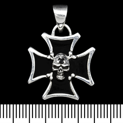 Кулон Железный крест с черепом (серебро, 925 проба) (sp-180)
