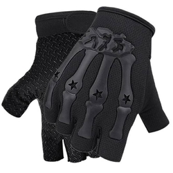 Перчатки без пальцев защитные (glcn-004) Кисть скелета, черные